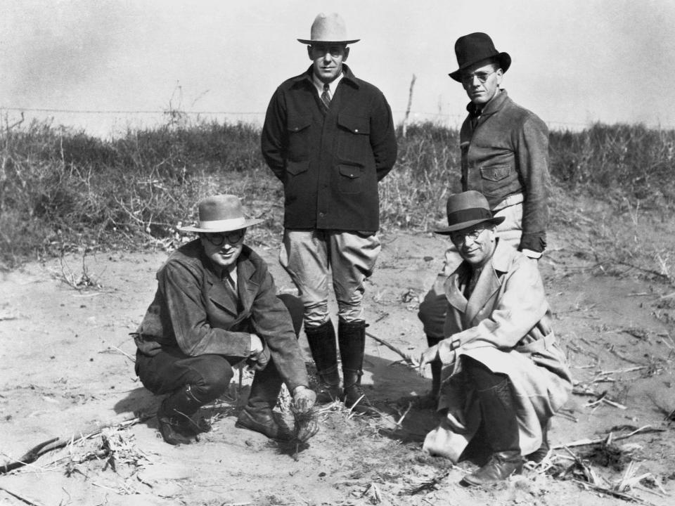 Officials planting the first tree of the Shelterbelt Project in Oklahoma.