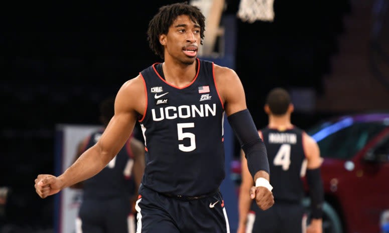 Isaiah Whaley on the court for UConn.