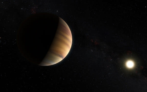 This artist’s concept shows the “hot Jupiter” exoplanet 51 Pegasi b, which in 1995 became the first alien world to be found around a sunlike star. 51 Pegasi b is one of 32 exoplanets whose names will be chosen by public vote.