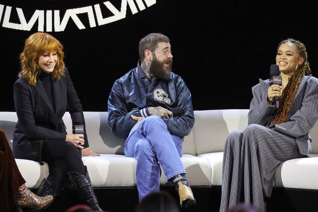 <p>Ethan Miller/Getty</p> Reba McEntire, Post Malone and Andra Day