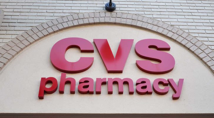 The front sign for a CVS Pharmacy, CVS stock