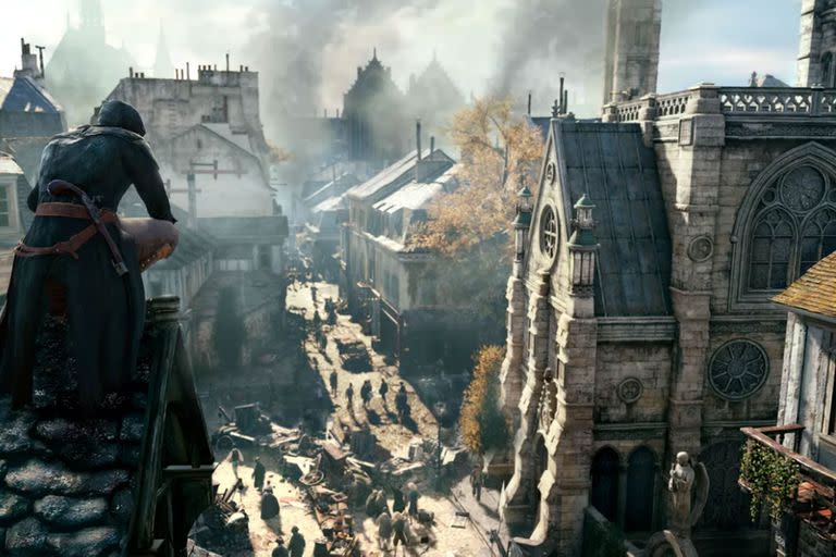 Una de las vistas de la catedral de Notre Dame desde el videojuego Assasins Creed