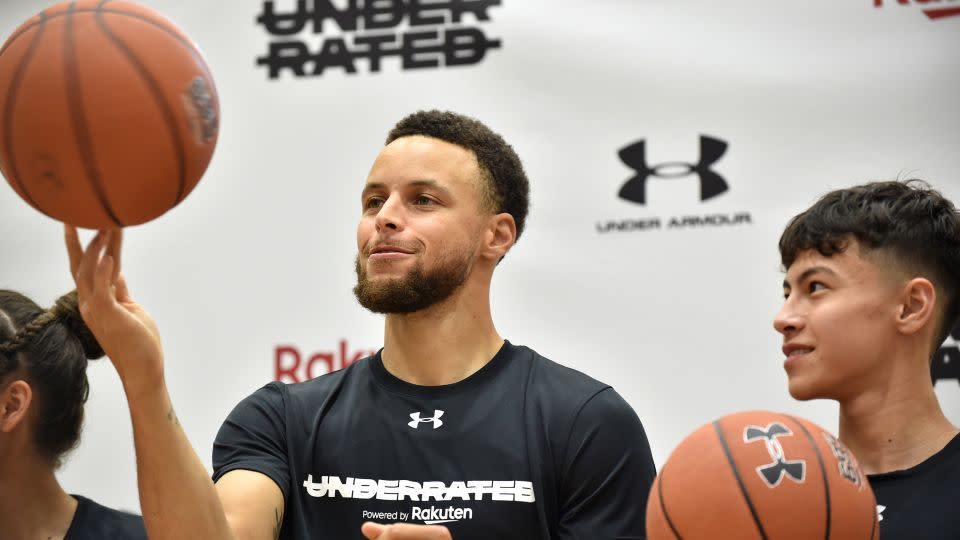 Stephen Curry at a university in Tokyo in 2019. - Kazuhiro Nogi/AFP/Getty Images