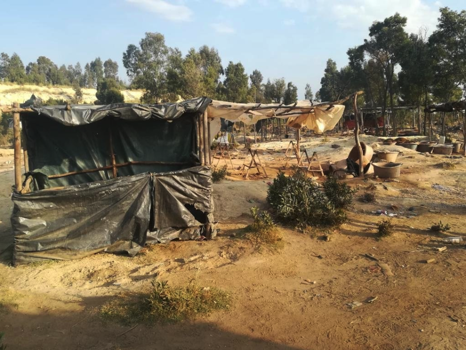 An illegal mining camp near where the women were raped in South Africa.