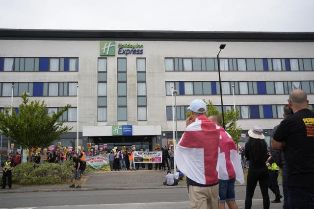 Protesters at hotel 