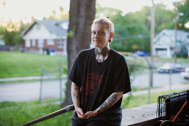 Renton Sinclair on his porch in Kansas City.