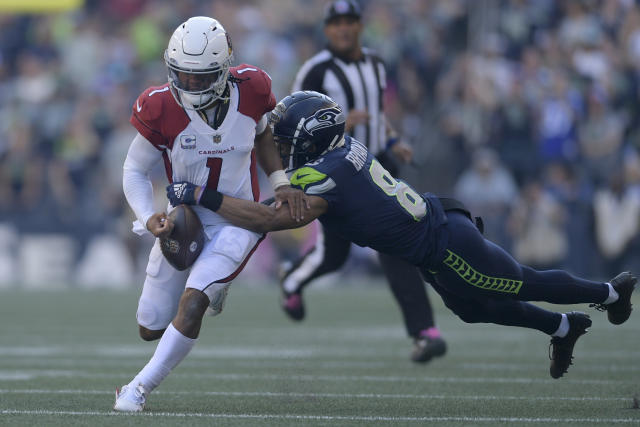 Seattle Seahawks defensive back Tariq Woolen is pictured during an NFL  football game against the Atlanta Falcons, Sunday, Sept. 25, 2022, in  Seattle. The Falcons won 27-23. (AP Photo/Stephen Brashear Stock Photo -  Alamy