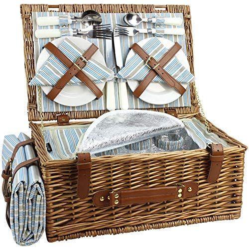 2) Wicker Picnic Basket Set with Blanket