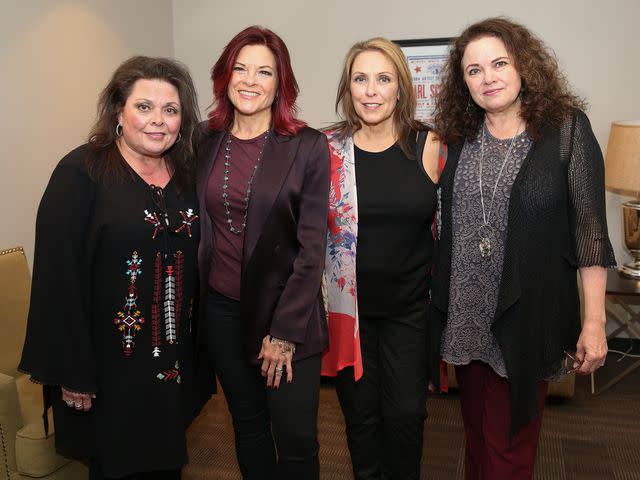 <p>Terry Wyatt/Getty</p> Kathy Cash, Rosanne Cash, Cindy Cash and Tara Cash pose backstage during "Becoming Our Father: Johnny Cash's Daughters in Conversation" at the Country Music Hall of Fame and Museum on May 27, 2017