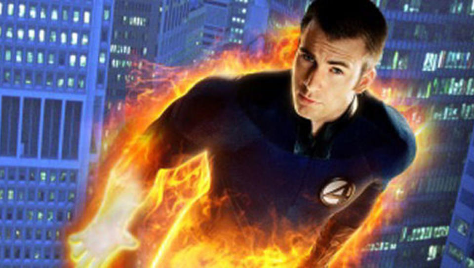 Johnny Storm (Chris Evans) half on fire, a potential part of the MCU's multiverse