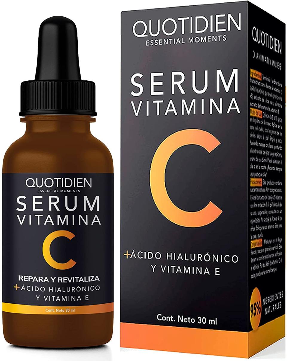 Serum Vitamina C + Ácido Hialurónico + Vitamina E | 95% Ingredientes Naturales | Luminosidad, Hidratación, Firmeza y Tono más Uniforme /Amazon.com.mx