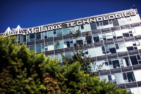 FILE PHOTO:The logo of Mellanox Technologies is seen on one of its office buildings in the northern Israeli town of Yokneam October 9, 2013. REUTERS/Nir Elias/File Photo