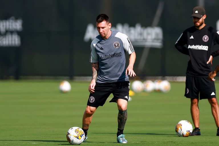 Lionel Messi, sin barba, durante el entrenamiento del martes con su equipo, Inter Miami