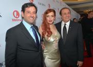 BEVERLY HILLS, CA - NOVEMBER 20: (L-R) Lifetime EVP Programming Rob Sharenow, actress Lindsay Lohan and executive producer Larry Thompson attend a private dinner for the Lifetime premier of "Liz & Dick" at Beverly Hills Hotel on November 20, 2012 in Beverly Hills, California. (Photo by Charley Gallay/Getty Images for A&E Networks)