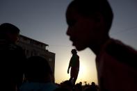 <p>The silhouette of an effigy representing Moammar Gadhafi is hung, during a protest in Benghazi, Libya, Monday, May 16, 2011. Luis Moreno-Ocampo, prosecutor of the International Criminal Court in The Hague, announced Monday that he would seek arrest warrants against the leader of Libya, Moammar Gadhafi, his son Seif al-Islam and the country’s intelligence chief on charges of crimes against humanity. (Photo: Rodrigo Abd/AP) </p>