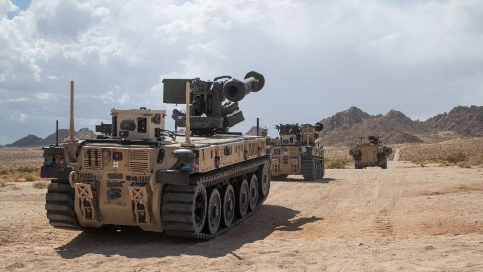 Robotic Combat Vehicle (Light), RCV(L), prototype during Soldier Experimentation at the National Training Center, NTC, Fort Irwin, CA from July to September 2023. (Savannah Baldwin/Army)