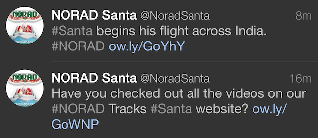 NORAD Santa on Twitter