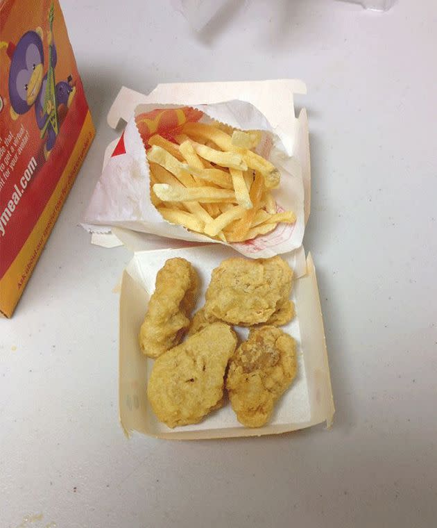 The nuggets and chips have lots of sodium, which helps to preserve them. Photo: Facebook