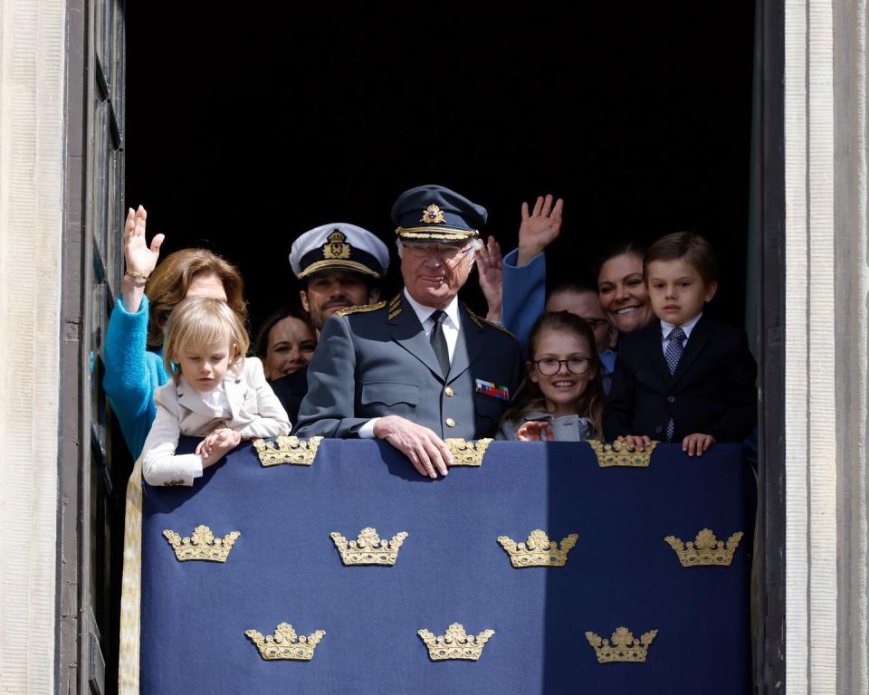 <p>King Carl XVI Gustaf and members of the royal family at the Royal Palace in Stockholm for his 76th birthday celebrations.</p>