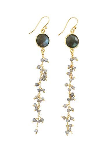 8) Circle Long Beaded Chain Drop Earrings