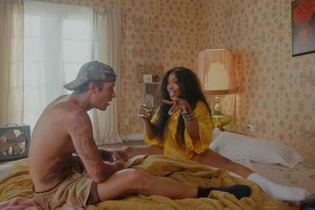 <p>A PRETTYBIRD Production/SZA/Youtube</p> Justin Bieber and SZA in "Snooze"