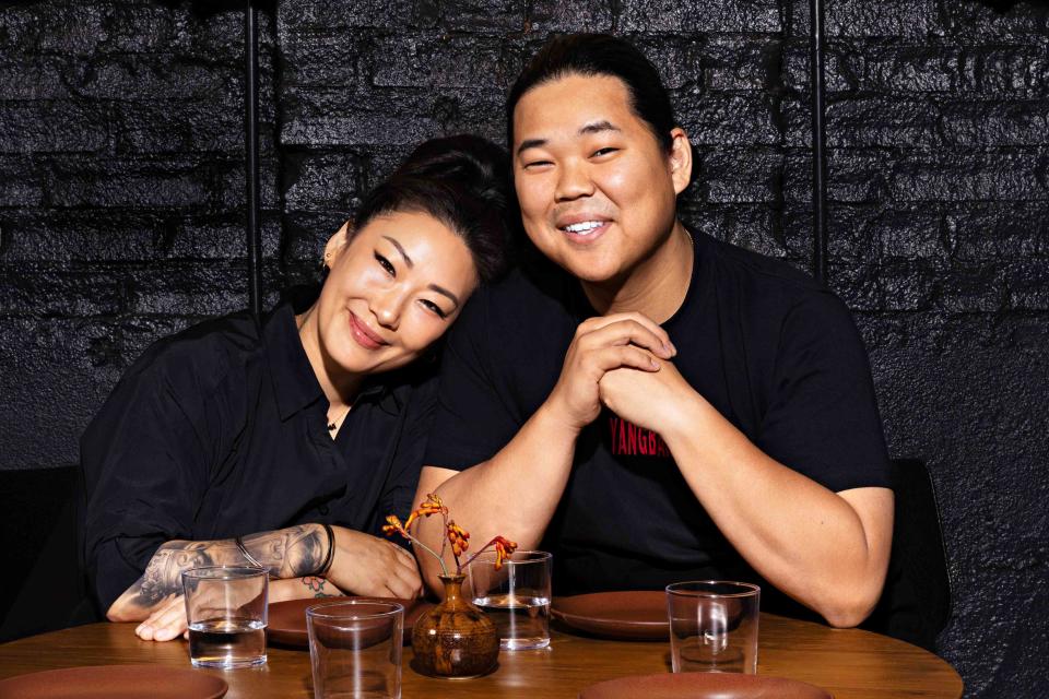 <p>Dylan + Jeni</p> Chefs Katianna and John Hong at their restaurant, Yangban, in L.A