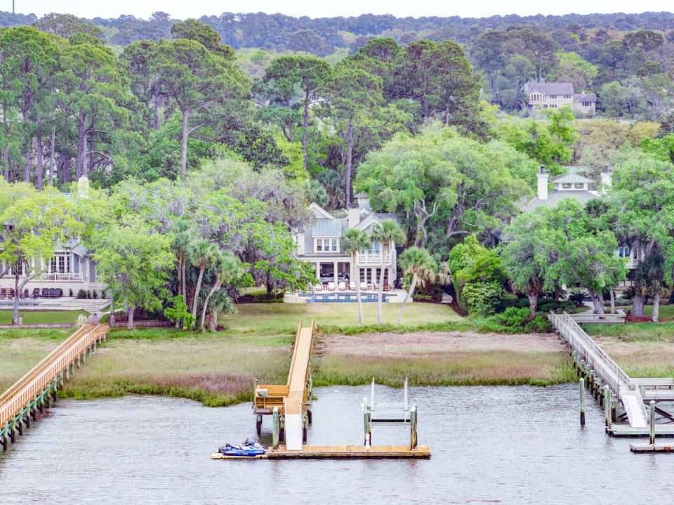 The Sea Pines home as seen from the Calibogue Sound.