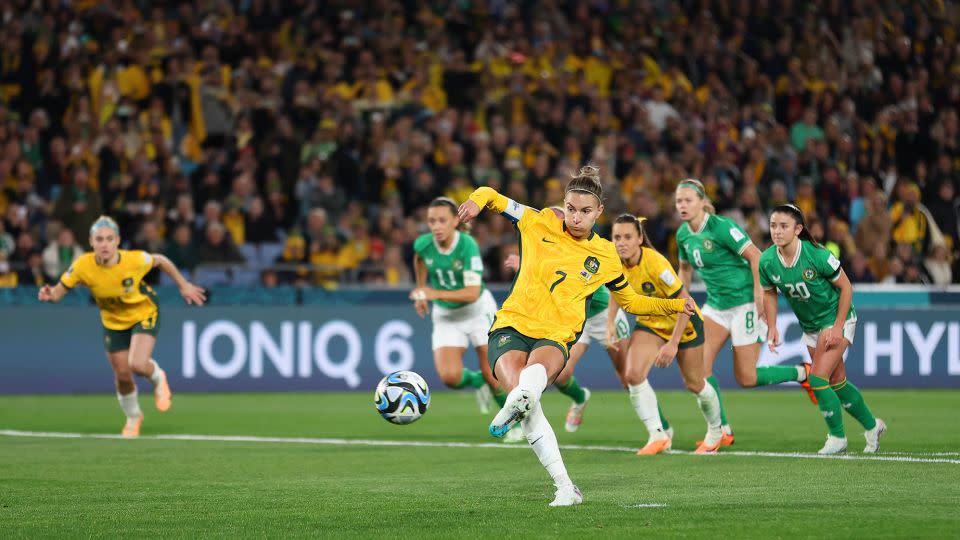 Steph Catley's penalty secured a 1-0 victory for Australia over Ireland. - Cameron Spencer/Getty Images