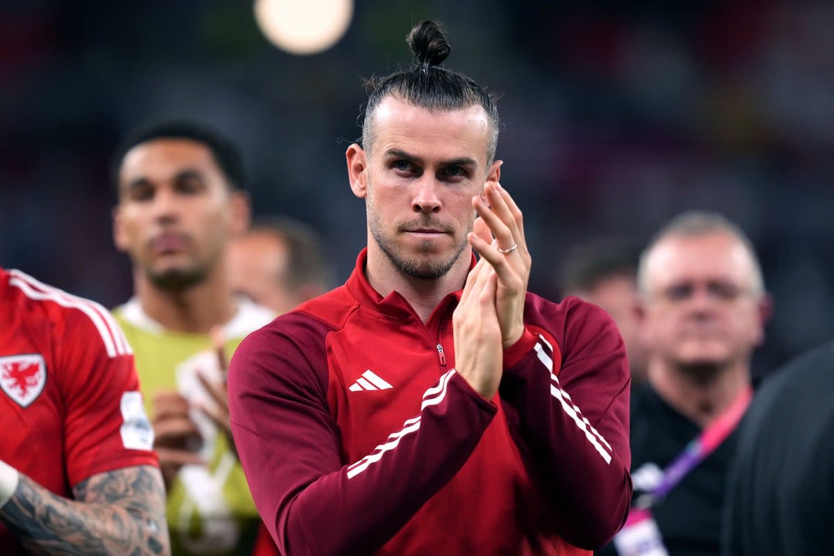 Wales’ Gareth Bale applauds the fans after the FIFA World Cup Group B match at the Ahmad Bin Ali Stadium, Al Rayyan, Qatar. Picture date: Tuesday November 29, 2022. (PA Wire)