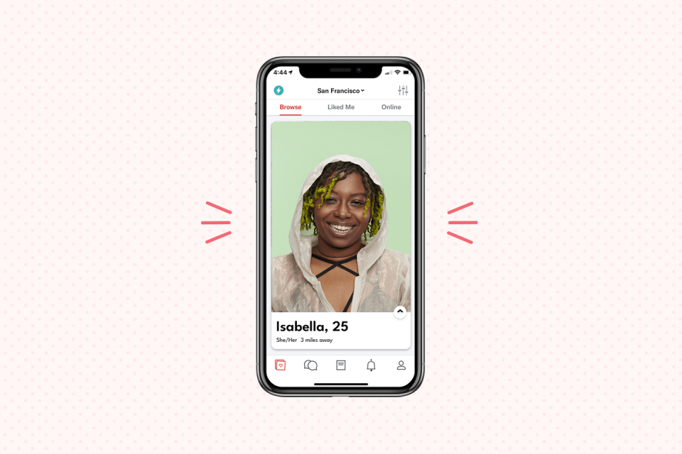 <p>Part dating app, part social media platform, Her was created by and for queer women. Because it also features a calendar of events, it's a great place for women, nonbinary, trans and gender-nonconforming people to find love or queer community, even if you're not ready for a one-on-one date yet. </p><p><a class="link " href="https://weareher.com/download/?_branch_match_id=776436355502982660" rel="nofollow noopener" target="_blank" data-ylk="slk:Try Her;elm:context_link;itc:0;sec:content-canvas">Try Her </a></p><p><strong>RELATED: </strong><a href="https://www.goodhousekeeping.com/life/relationships/a30797083/online-dating-with-mom/" rel="nofollow noopener" target="_blank" data-ylk="slk:My Mom and I Tried Online Dating at the Same Time;elm:context_link;itc:0;sec:content-canvas" class="link ">My Mom and I Tried Online Dating at the Same Time</a></p>