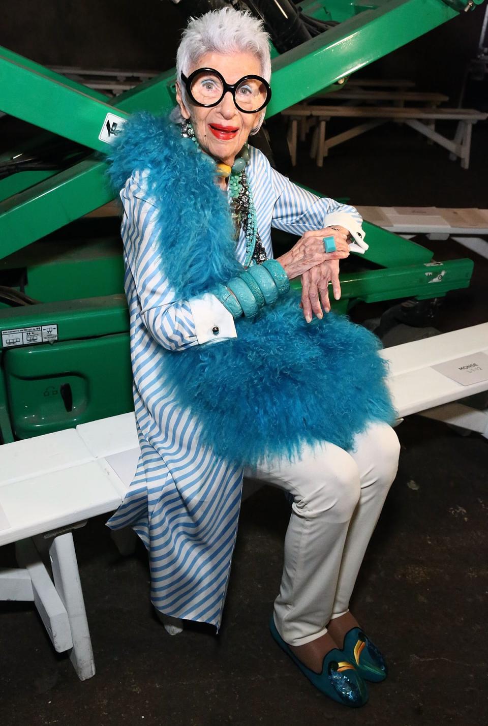 Iris Apfel attends front row at Monse in 2016 (Getty Images)