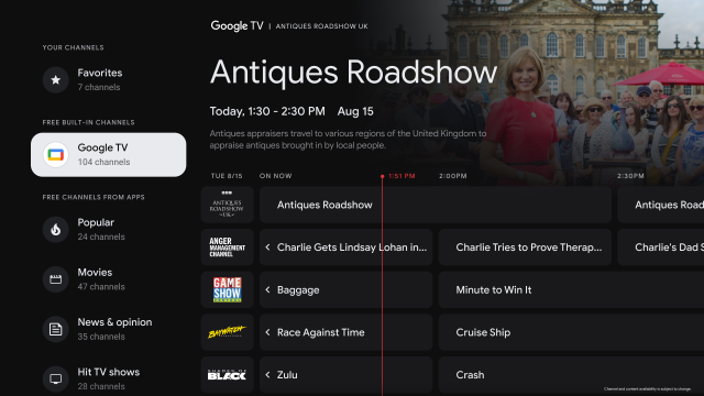 Google brings more than 300 free live TV channels to Google TV