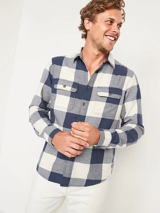 Regular-Fit Patterned Flannel Shirt for Men - Old Navy