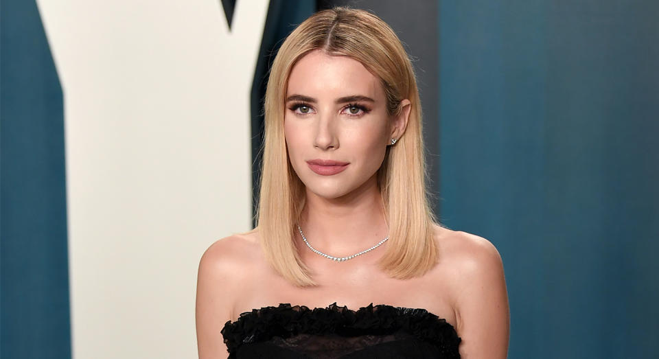 Emma Roberts showed off her glowing skin at Vanity Fair's Oscar Party in February 2020, and now she has revealed her go-to skincare regime.  (Getty Images)