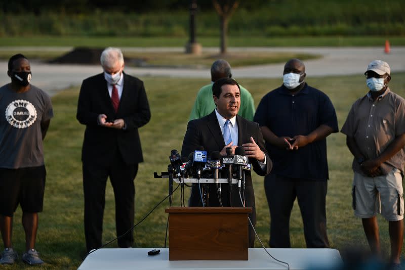 Wisconsin Attorney General Josh Kaul speaks following the police shooting of Jacob Blake, a Black man, in Kenosha