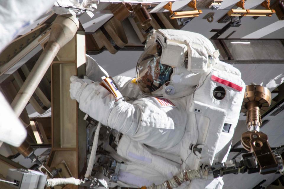 Nasa astronaut Anne McClain working on the International Space Station last week (AFP/Getty Images)