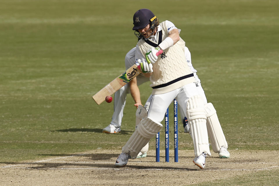 Seen here, Victoria's Will Pucovski bats during a Sheffield Shield match against Western Australia in 2022. 