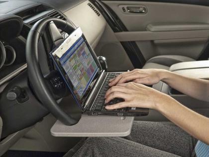 Steering wheel computer desk