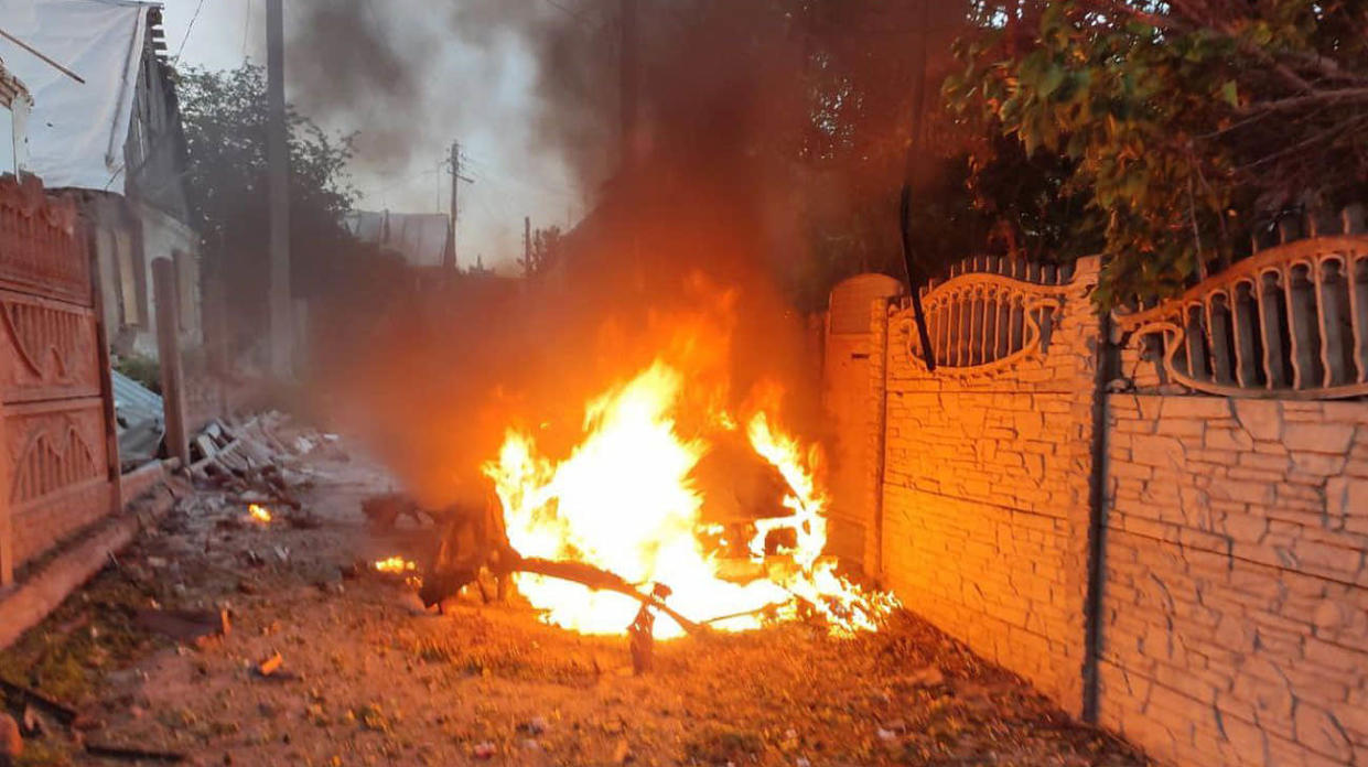 Aftermath of Russian strikes on Nikopol. Photo: Serhii Lysak on Telegram