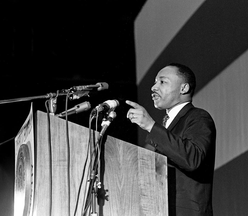 Dr. Martin Luther King Jr. said a "massive action program" will cost the nation to give blacks the same economic opportunity as the white man in his speech during Vanderbilt University's Impact symposium at Memorial Gym on April 7, 1967.