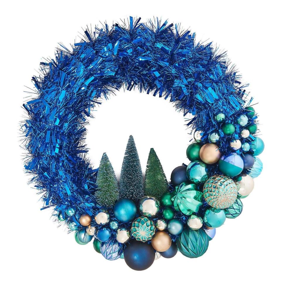 Member's Mark 24" Shatterproof Ornament Tinsel Blue Wreath
