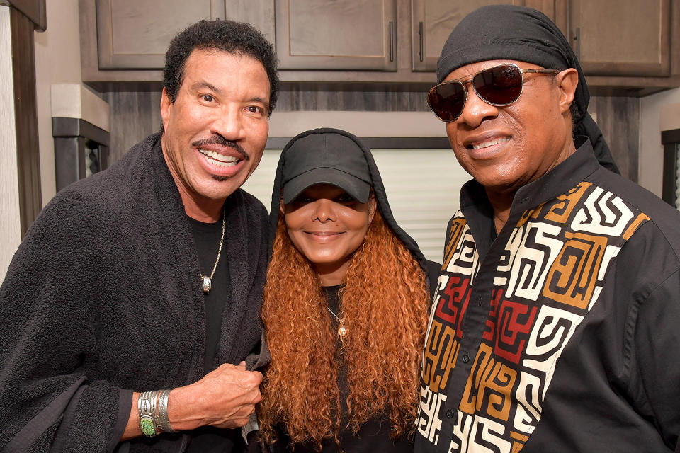 <p>The star power in this photo is blinding with Richie and Jackson posing with Wonder backstage at Barclaycard Presents British Summer Time Hyde Park in London in 2019.</p>