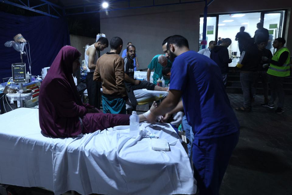 Wounded Palestinians at a hospital in the Rafah refugee camp (AFP via Getty Images)