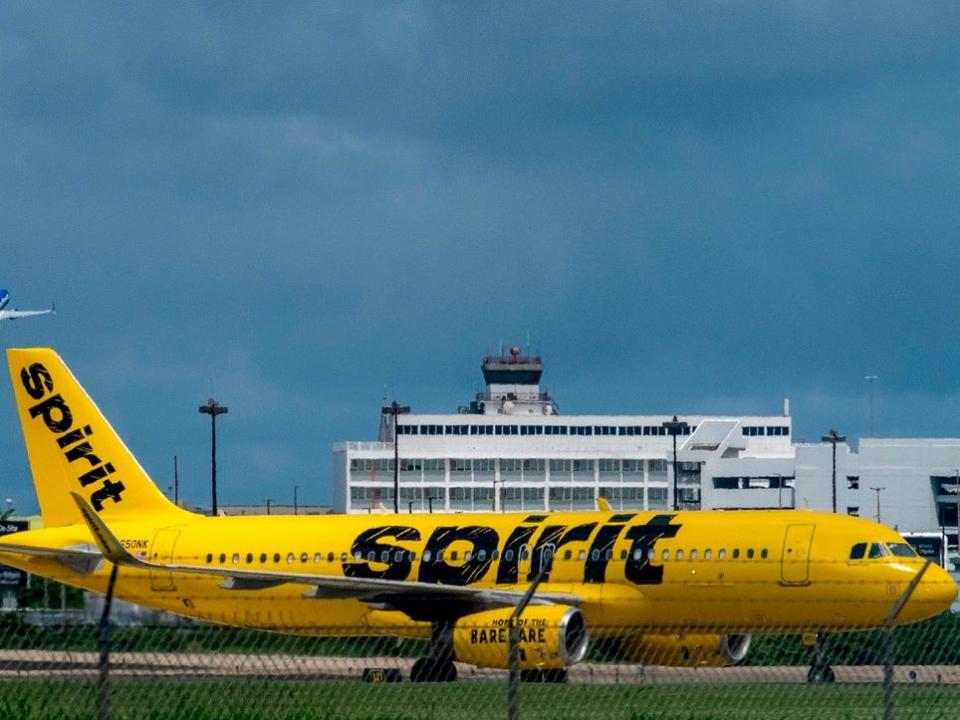 Spirit Airlines plane in San Juan, Puerto Rico