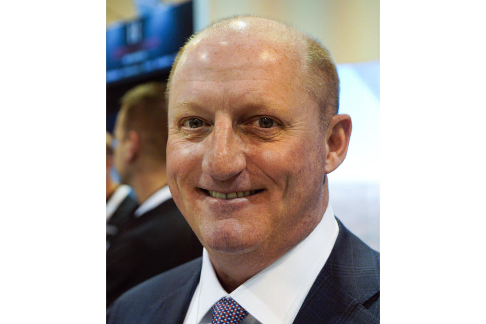 FILE - Greg Abel is seen at the CenturyLink Center in Omaha, Neb., in this Saturday, May 5, 2018, file photo. Vice Chairman Greg Abel will succeed billionaire Warren Buffett as Berkshire Hathaway CEO, according to a report. Buffett confirmed the succession plan to CNBC on Monday, May 3, 2021, after Berkshire Vice Chairman Charlie Munger hinted at the news during the company's annual meeting on Saturday. The 90-year-old Buffett told CNBC that if anything happened to him, Abel would be the one to take the top post. (AP Photo/Nati Harnik, File)