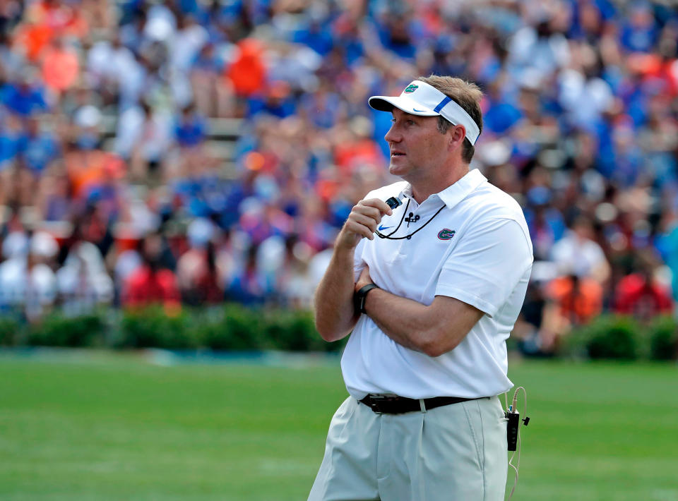 Don’t play golf with Dabo Swinney. Your ball could explode like Dan Mullen’s. (AP Photo/John Raoux, File)