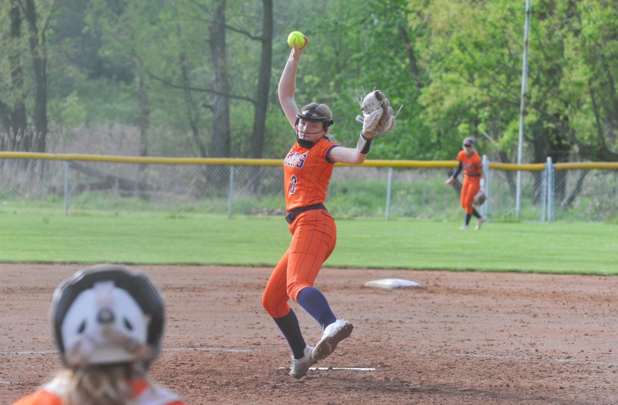 Galion's Madison Beck pitches against Colonel Crawford.