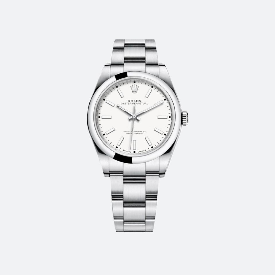 A Rolex Oyster Perpetual. All of Rolex's Perpetual movements are chronometers.