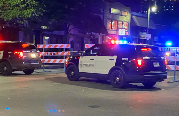 Law enforcement is seen responding to the scene of a shooting in downtown Austin over the weekend. / Credit: CBS affiliate KEYE-TV