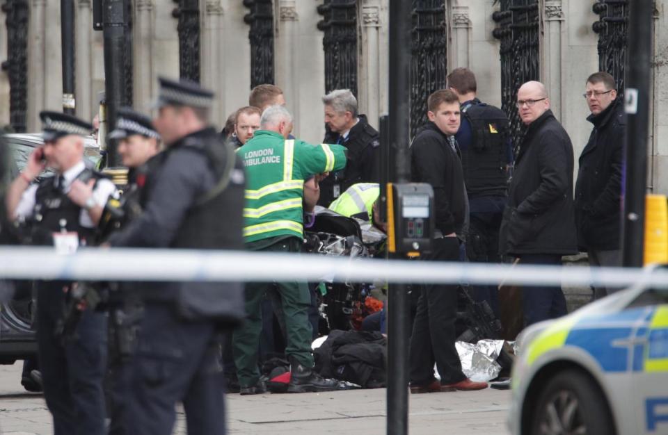 Medics at the scene in Westminster (PA)